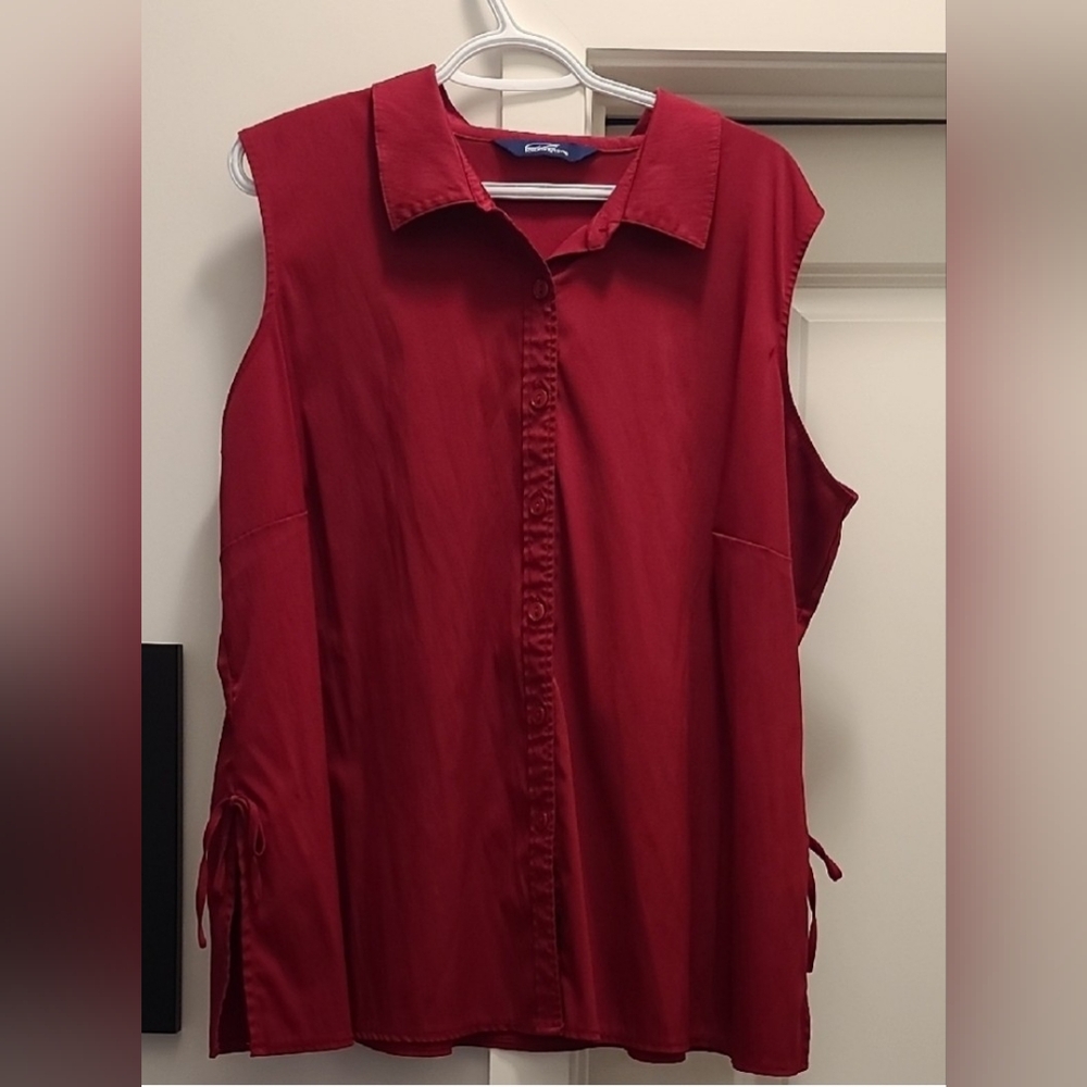 Penningtons Red Sleeveless Notched Collar Shirt